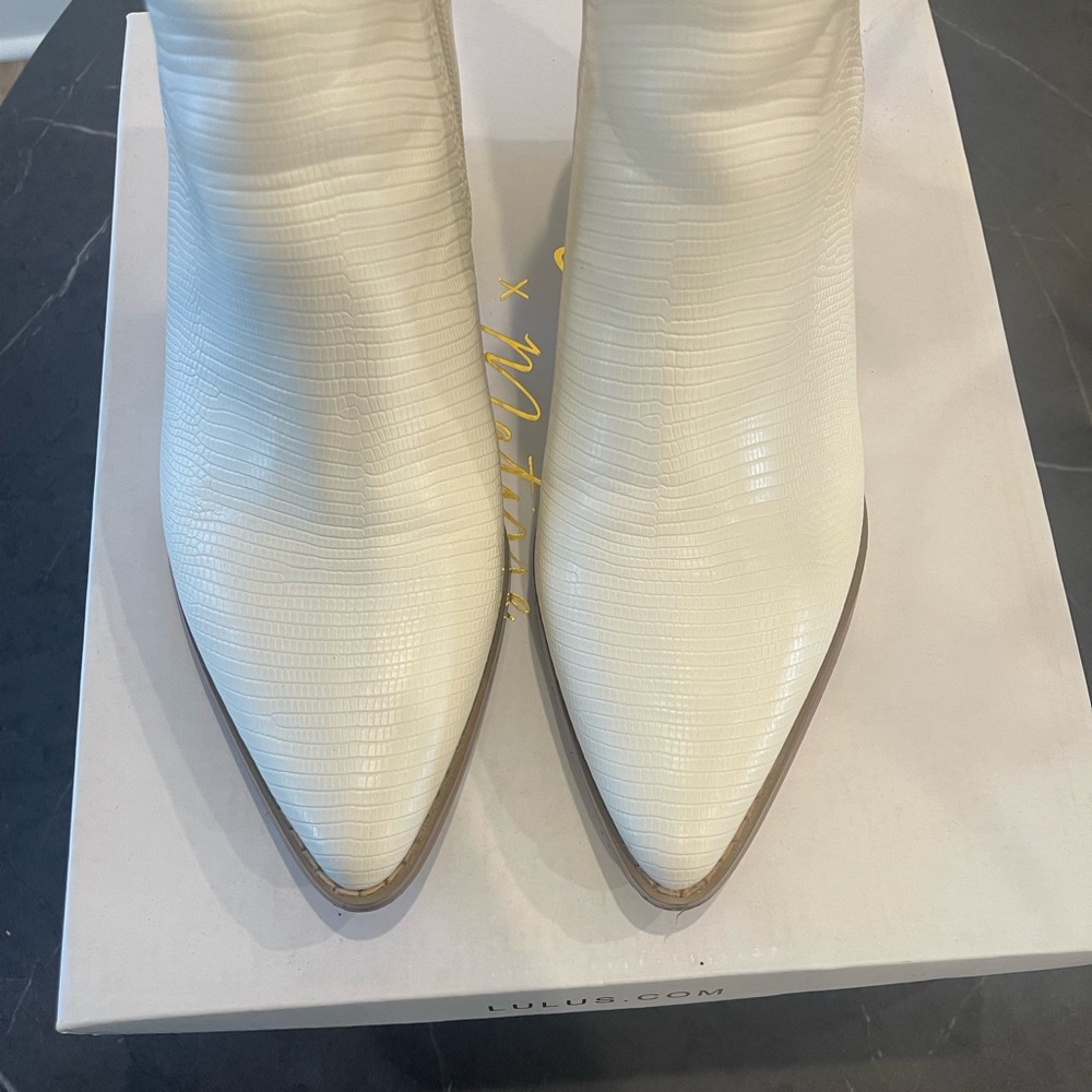 Lulus x Matisse Ivory Snake Booties - Picture 2 of 7